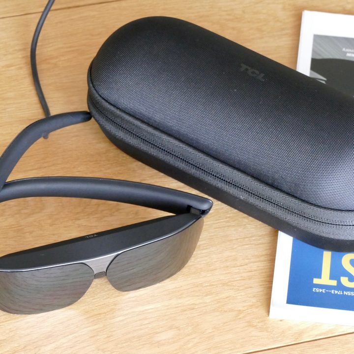The TCL NXTWear G with its travel case.