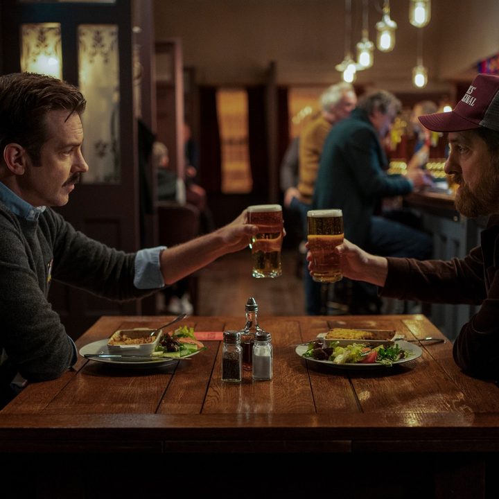 Jason Sudeikis and Brendan Hunt in season 2 of the Apple TV+ series Ted Lasso.