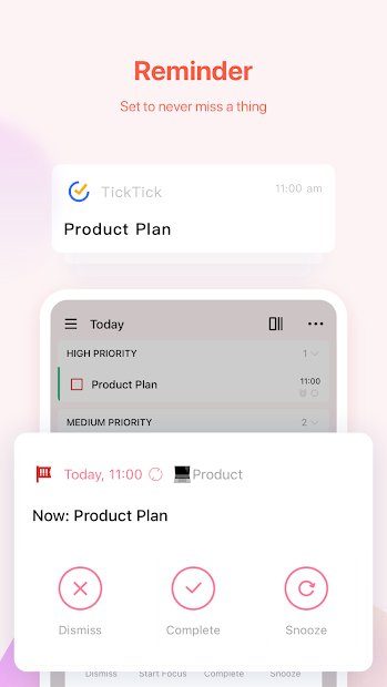 TickTick app reminder.