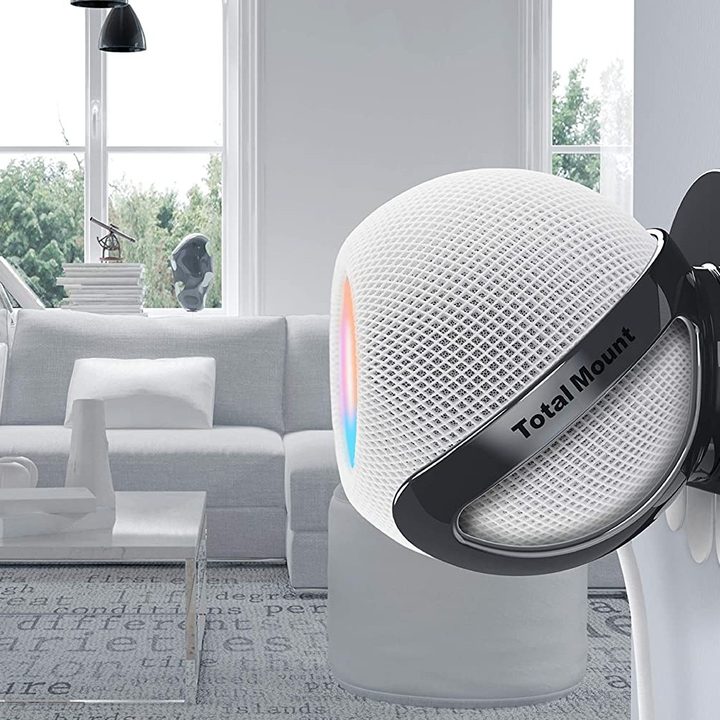 The TotalMount Wall Mount for HomePod mini mounted on a wall.