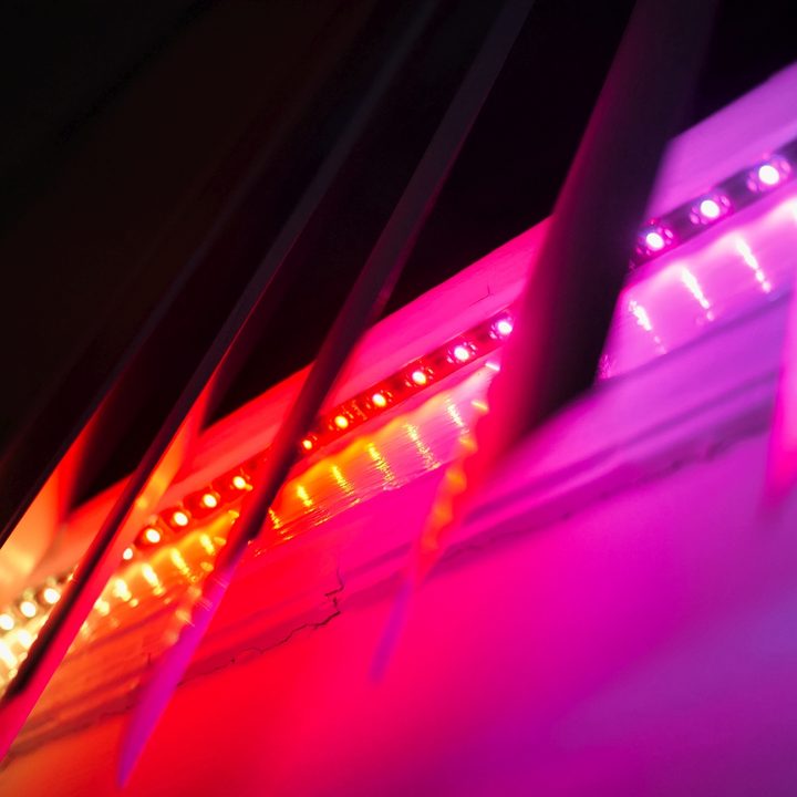 Twinkly Line individual LEDS lighting in different colors.