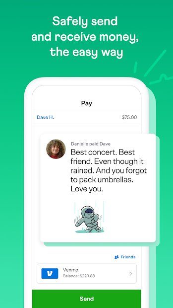 Venmo app send payments.