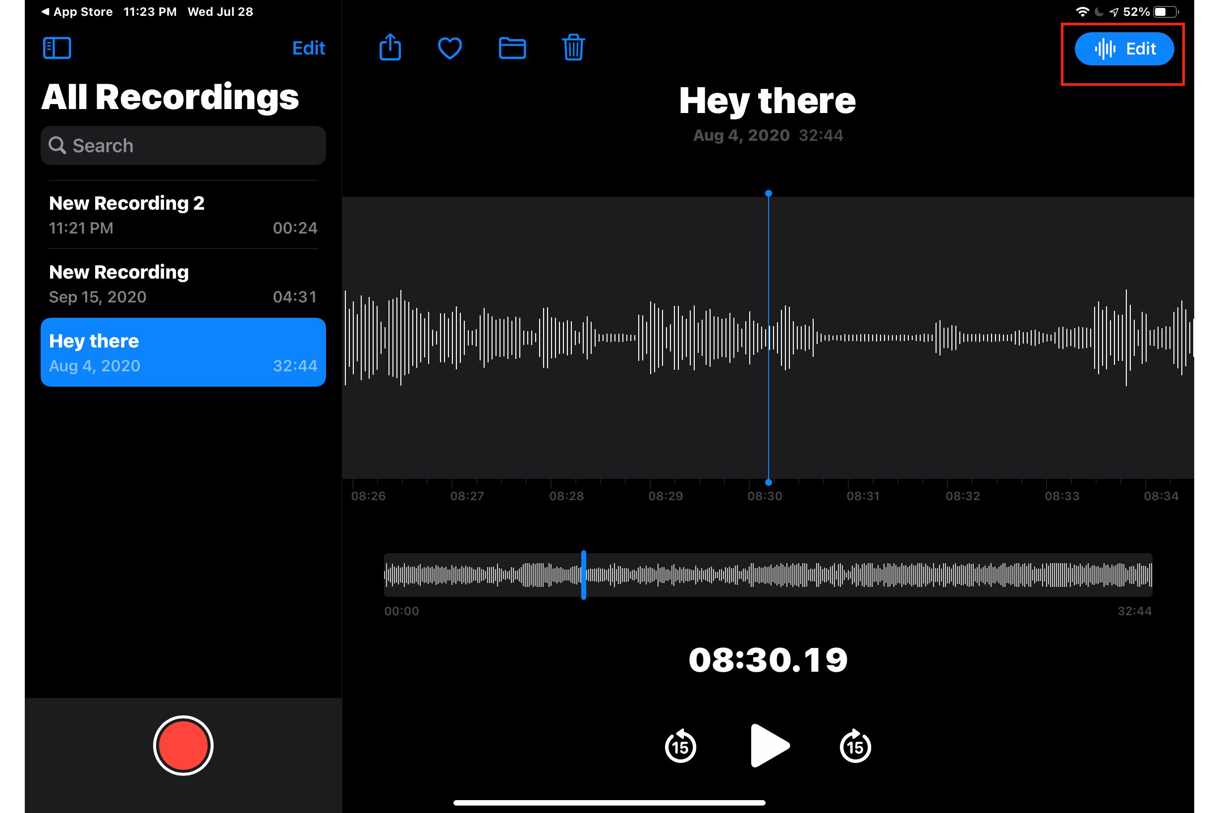Updated iPadOS Voice Recorder.