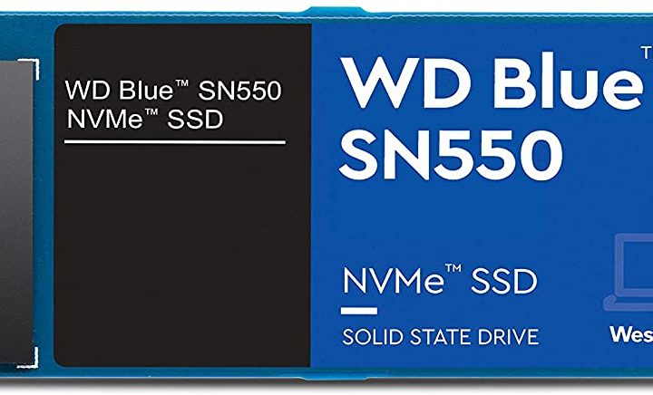 Western Digital SN550 hard drive on white background.