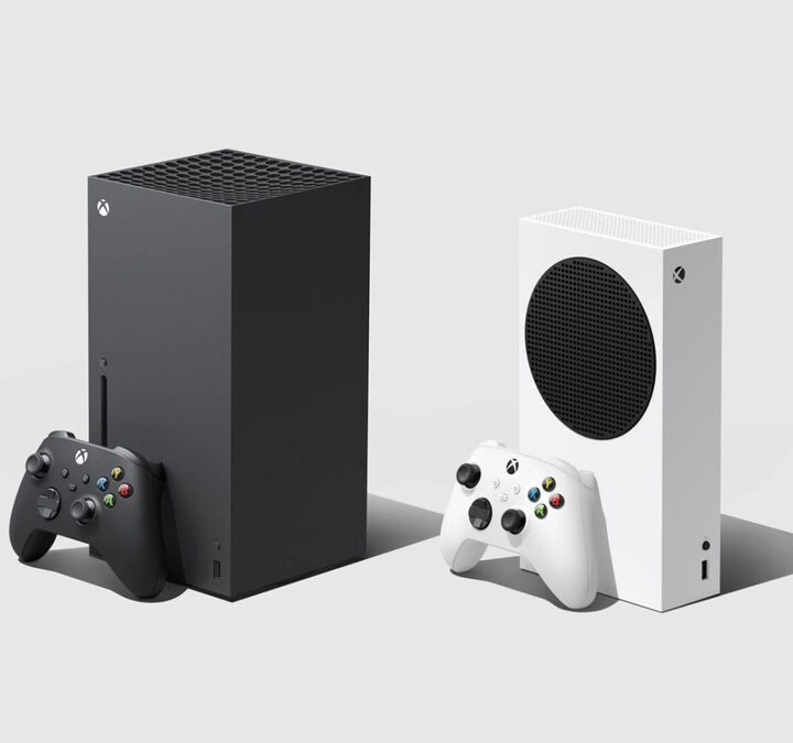 The Xbox Series X in black and S in white against a white background.