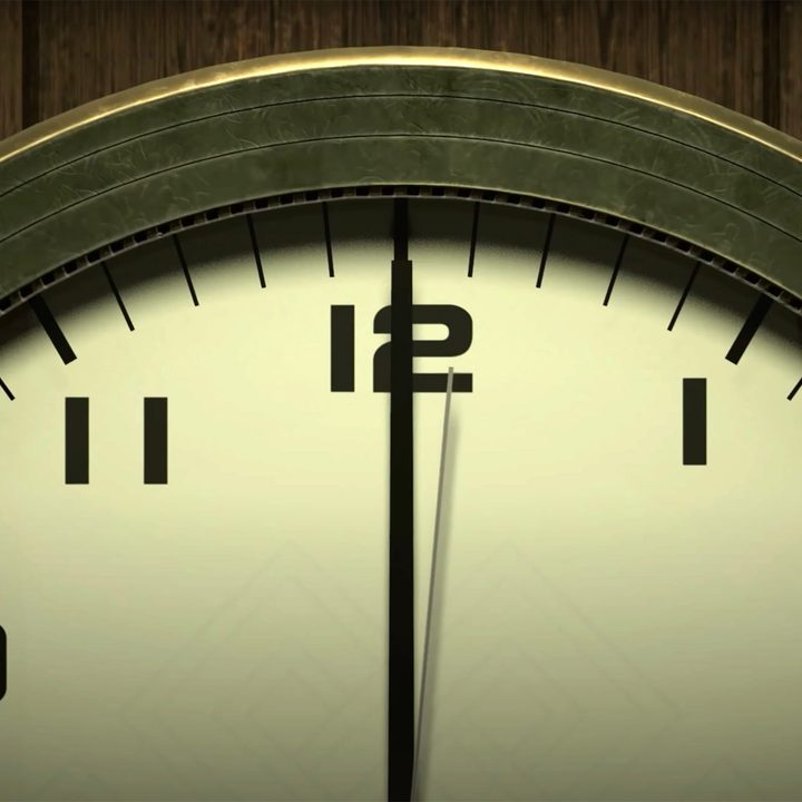A clock ticking in 12 Minutes.