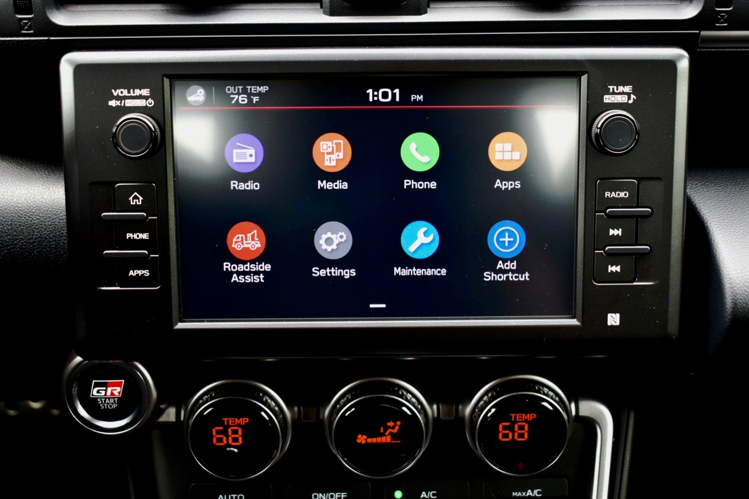 The 2022 Toyota GR 86's touchscreen.