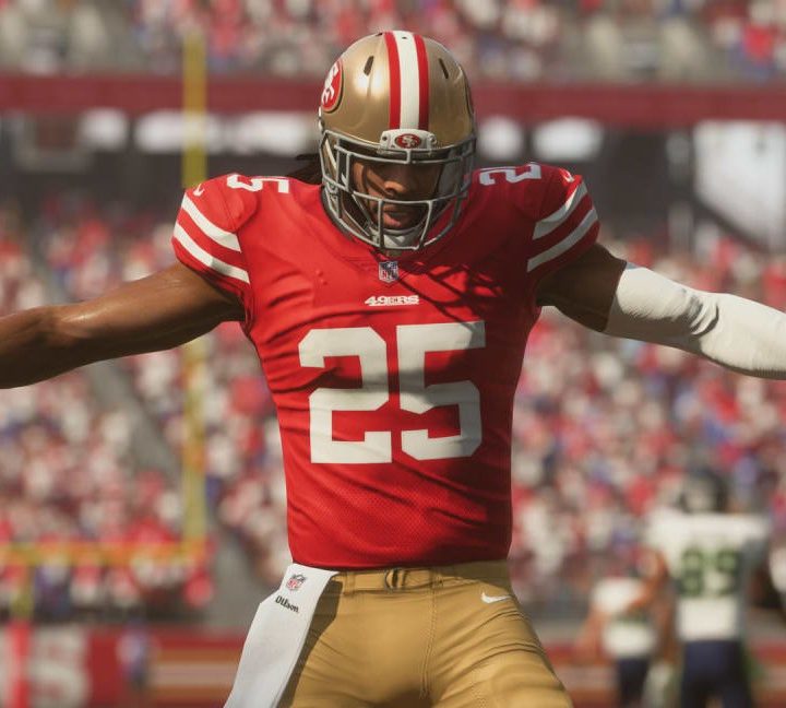 49ers player standing in the foreground in Madden.