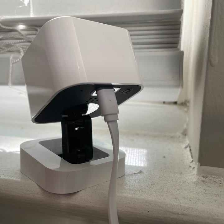 Closeup of power connector on Abode Cam 2.