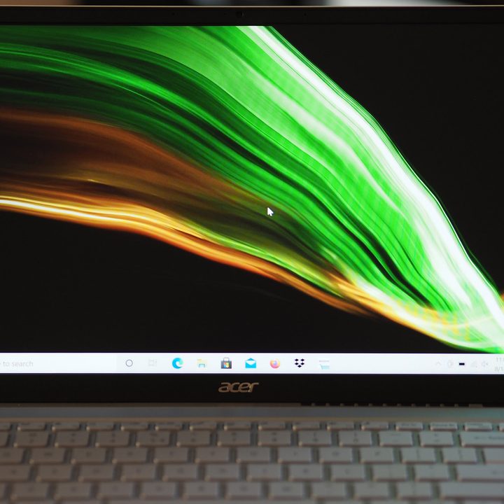 Closeup on the Acer Swift X screen.