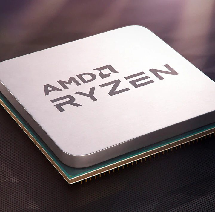 AMD Ryzen Processor placed over a black background.