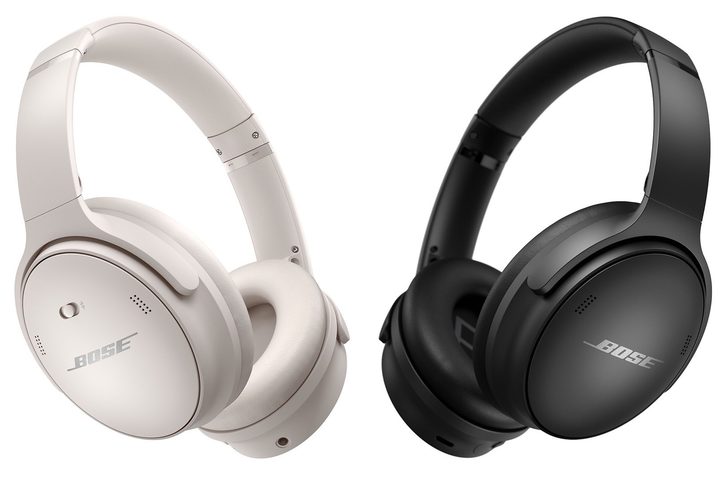 Bose QuietComfort 45 headphones in black and white colors.