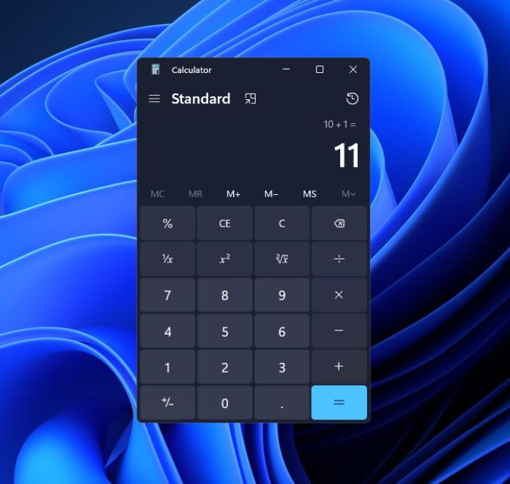 The new version of the Calculator app in Windows 11.
