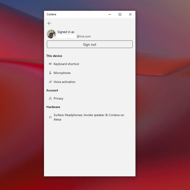 Managing Cortana Settings on Windows 10.