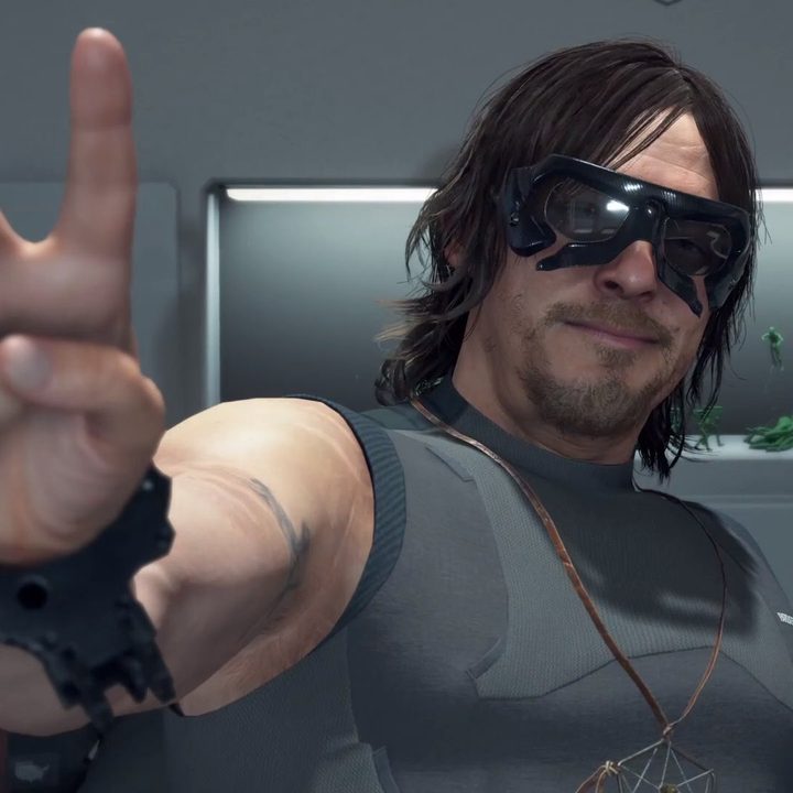 Sam Bridges gives a peace sign in Death Stranding: Director's Cut.