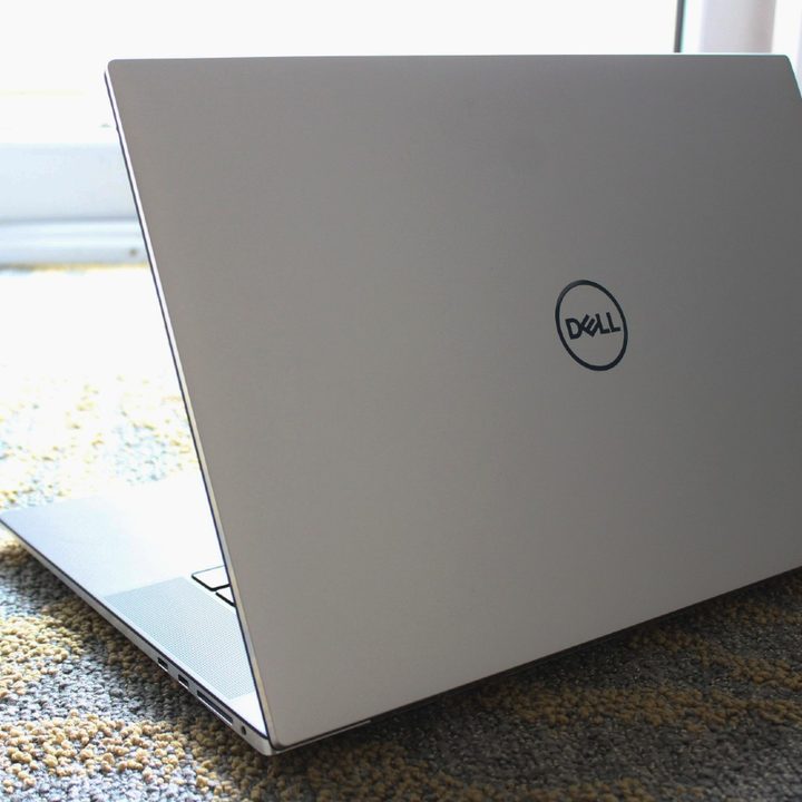 The Dell XPS 17, opened in front of a window.