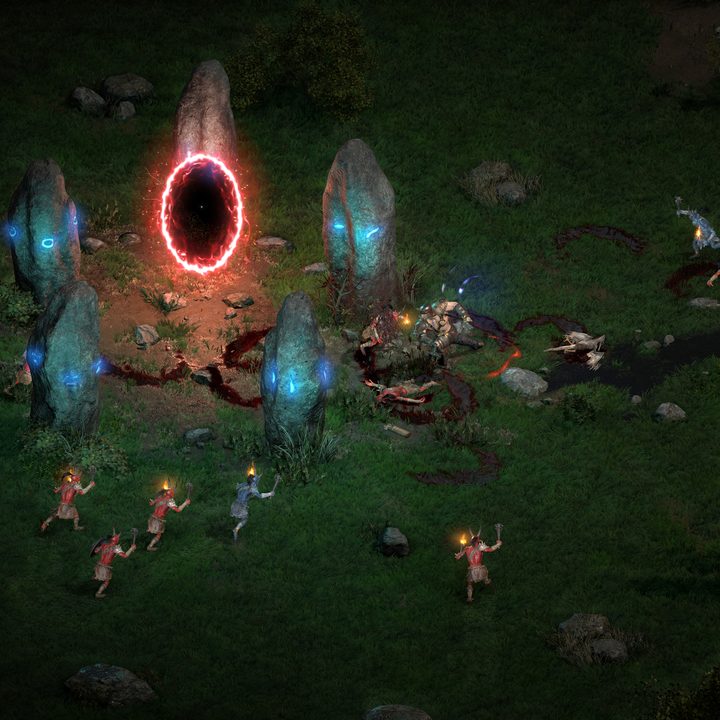A chaotic battlefield in Diablo 2: Resurrected.