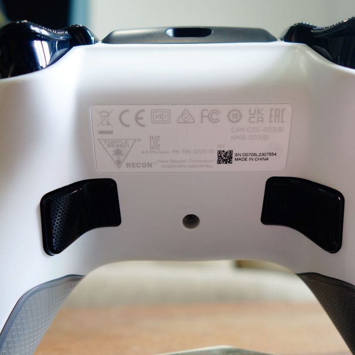 The backside of the Xbox Recon controller, including its back buttons.