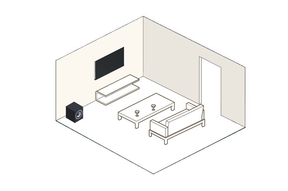 DTS Play-Fi Home Theater system with a single subwoofer.