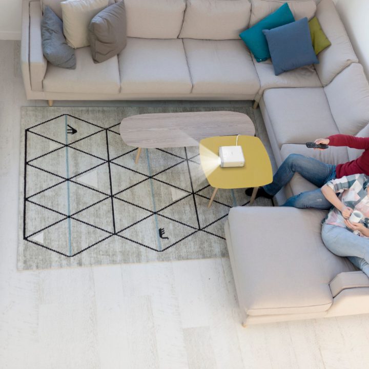 Aerial view of an Epson Projector in Living Room