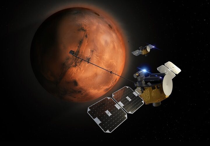 Rending of the two proposed satellites of the The ESCAPADE Mars mission.