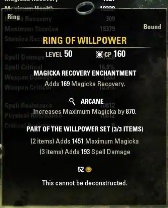 ESO Ring of Willpower jewelry.