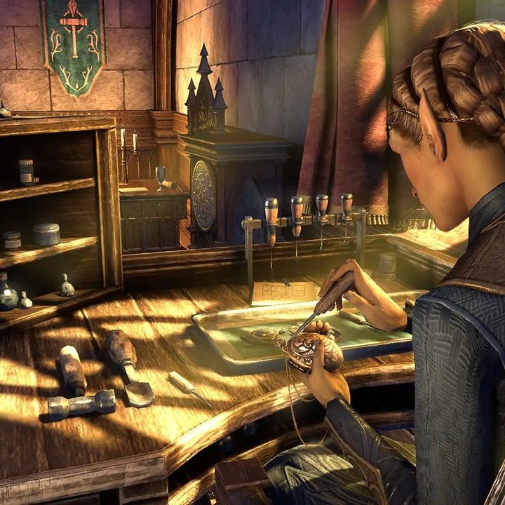 ESO player using a jewelry crafting station.