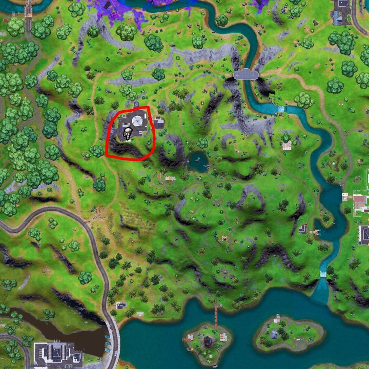 Map of Inflate-A-Bull location in Fortnite.
