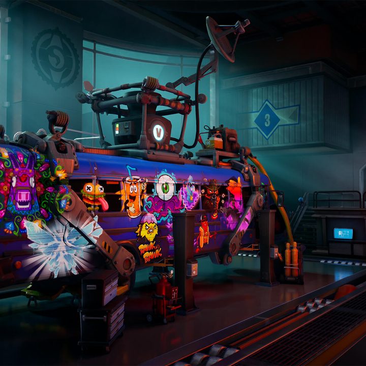 Battle Bus in Fortnite.
