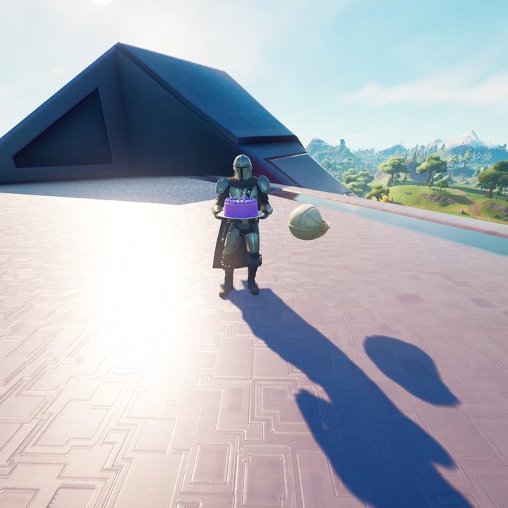 Using an emote on top of an Abductor in Fortnite.
