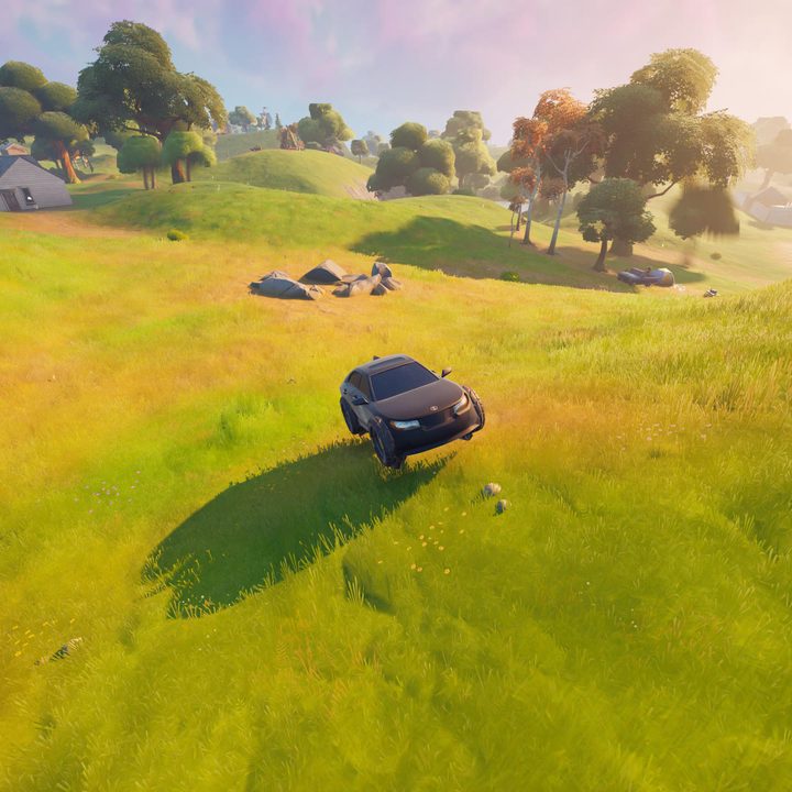 IO vehicle with off-road tires in Fortnite.