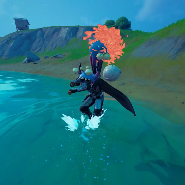 Jumping into the water with a parasite in Fortnite.
