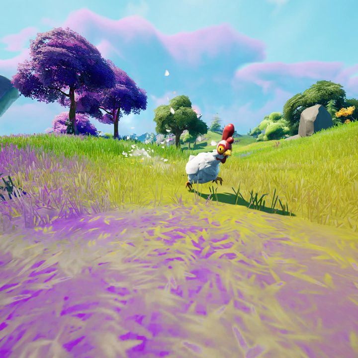 An animal walking through a field.