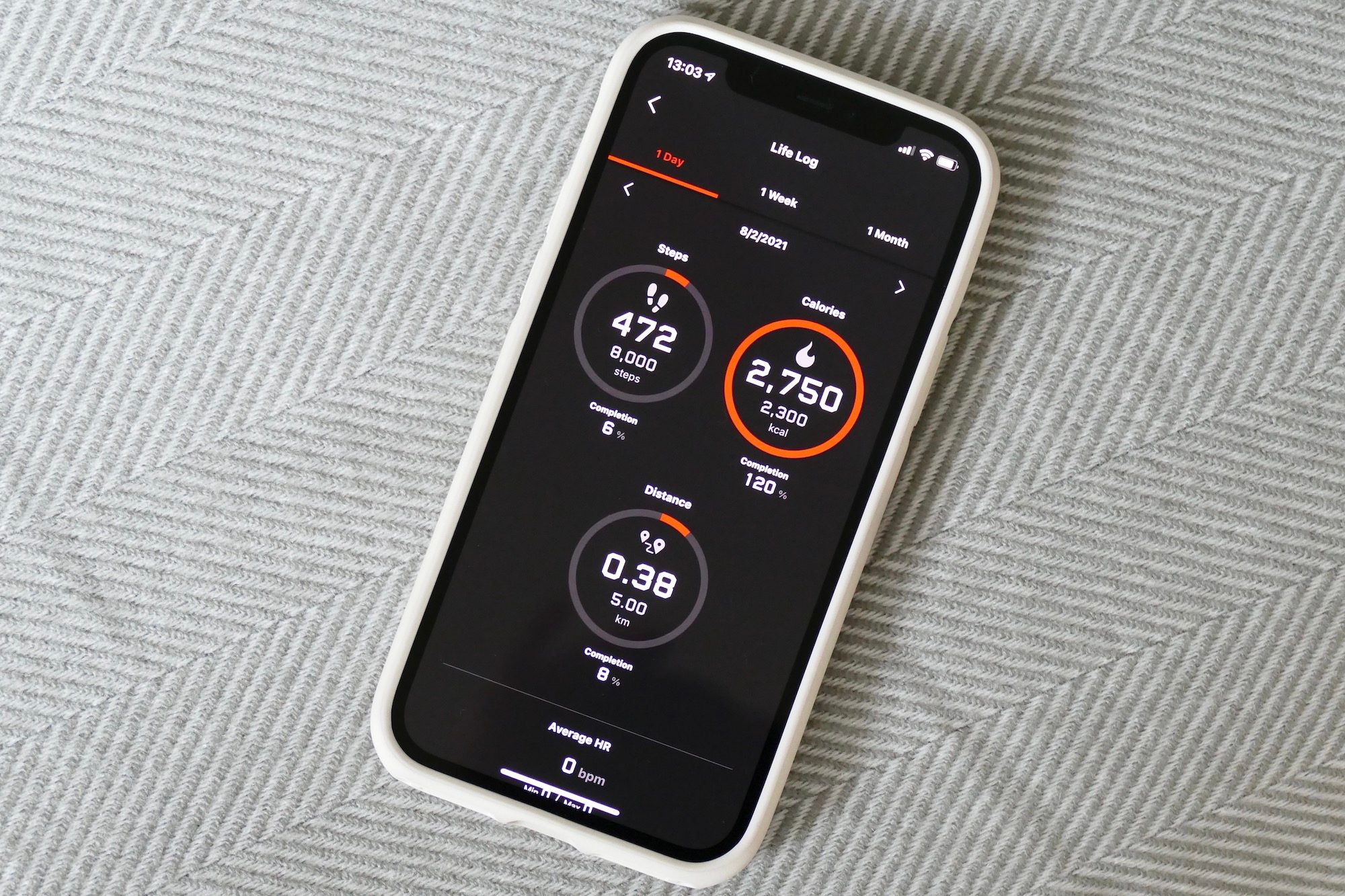Activity data in the G Shock Move app.