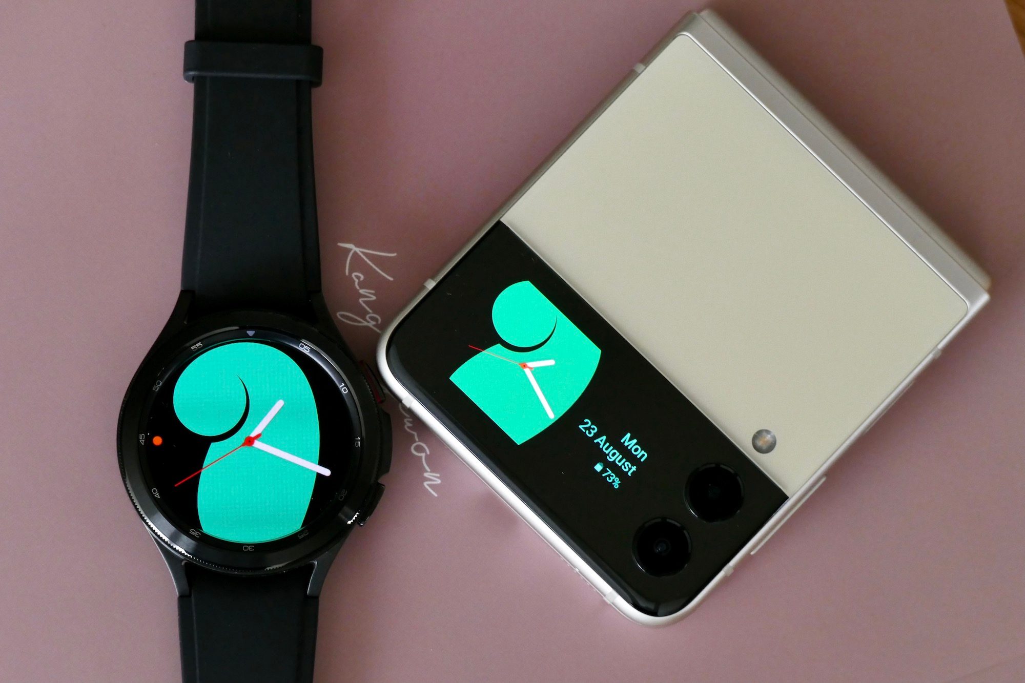 Samsung Galaxy Watch 4 Classic with the Galaxy Z Flip 3.