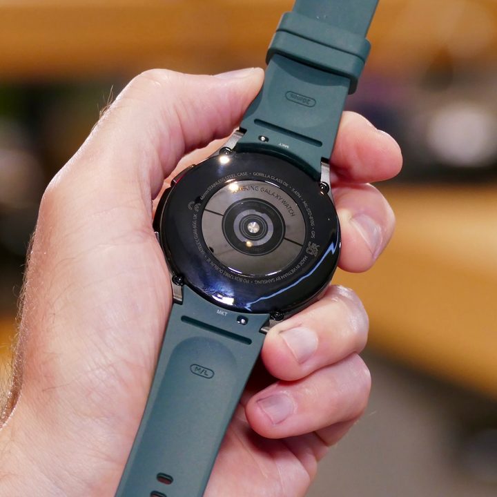 Galaxy Watch 4 Classic case back and heart rate sensor.