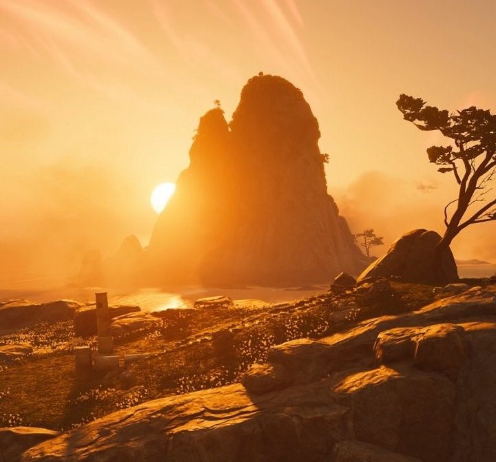 A gorgeous sunset in Ghost of Tsushima: Director's Cut.