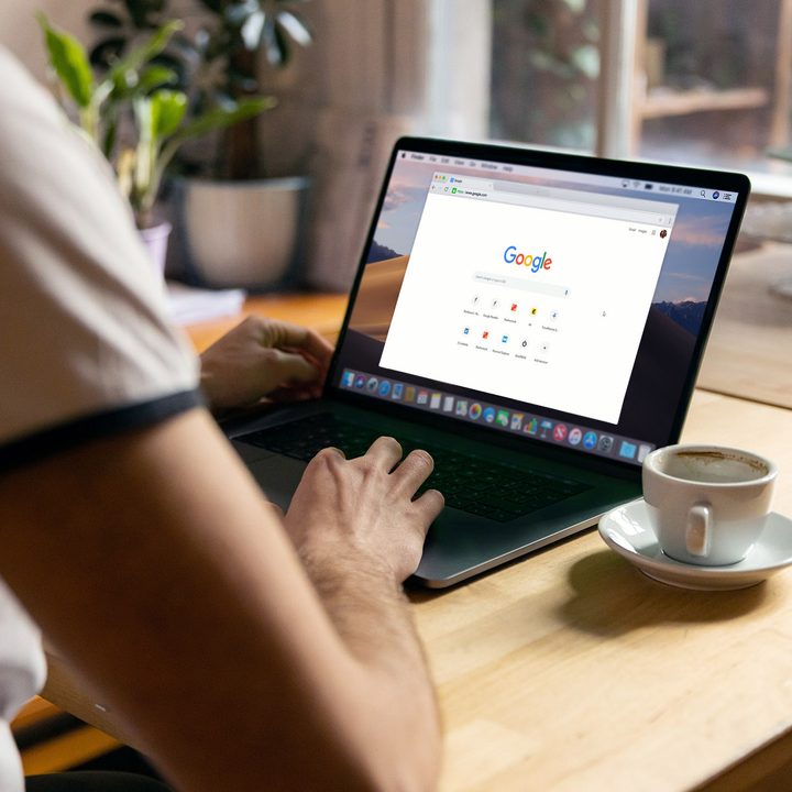 A MacBook with Google Chrome loaded.