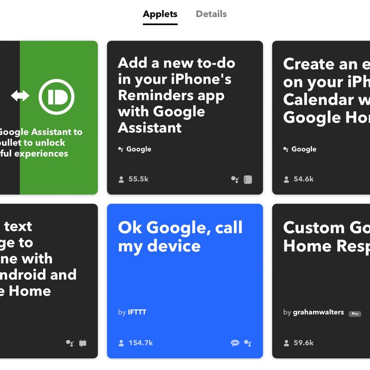 IFTTT recipes working with Google Assistant.