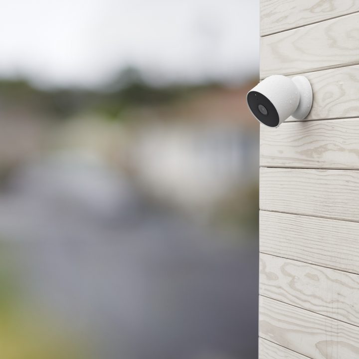 Google Nest Cam (battery) mounted outdoors.