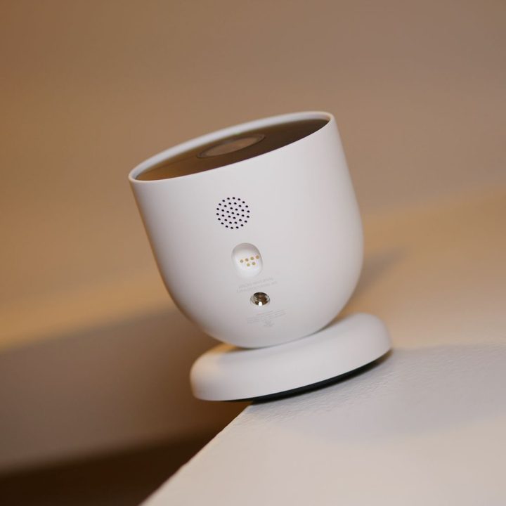 Google Nest Cam (battery) underside showing proprietary port.