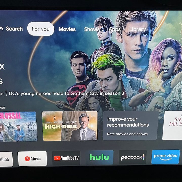 The Google TV "For You" screen.