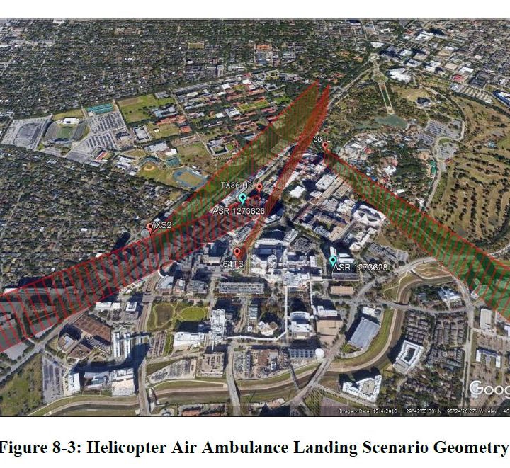 Overhead view of flight paths