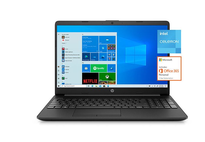 HP 15-dw1001wm laptop on a white background.