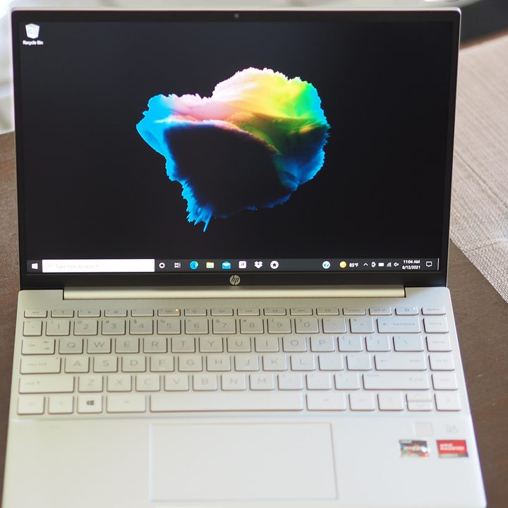 HP Pavilion Aero 13 sitting on a table.