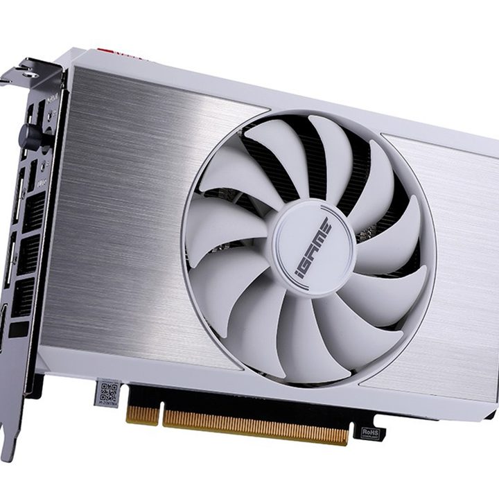 A mini RTX 3060 graphics card by Colorful, featuring a large white fan in the middle and a chrome sleeve.