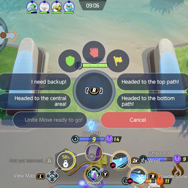 The game's very minimal ping wheel.