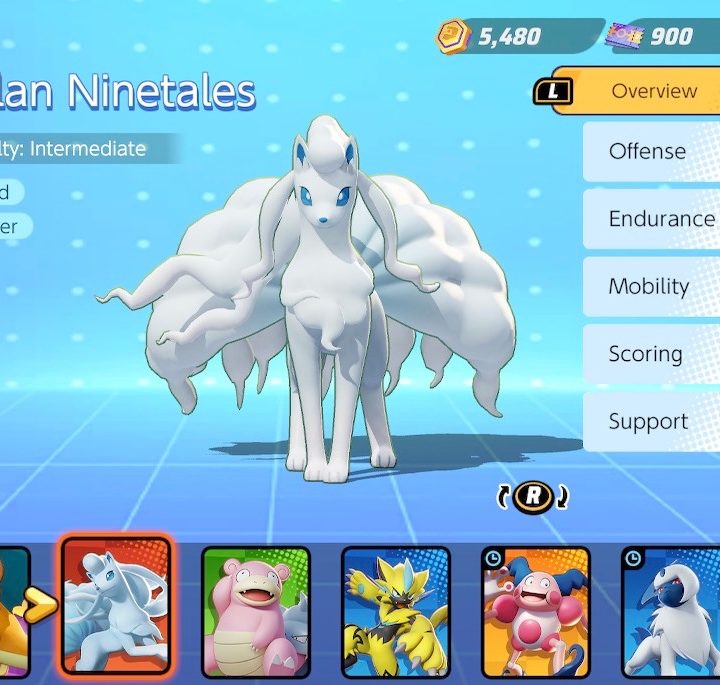 Alolan Nintetails in the Pokemon select screen.