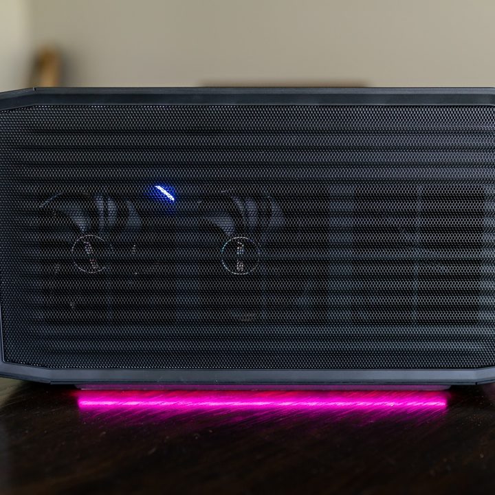 The side of an Intel NUC 11 Extreme.