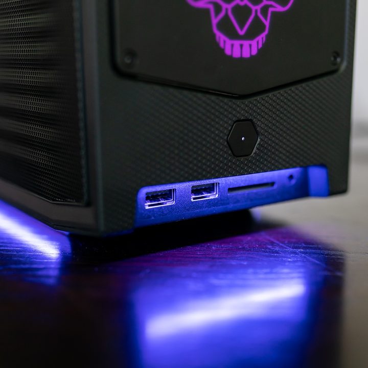 Front ports on Intel NUC 11 Extreme.